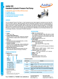 Thumbnail of document Data Sheet - 925 Handheld Hydraulic Pressure Test Pump